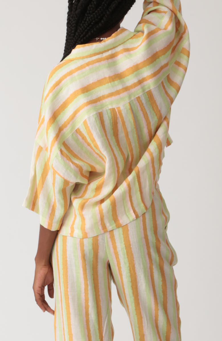 Electric & Rose Kyle Stripe Linen Button-Up Shirt, Alternate, color, Tangerine/ Lime