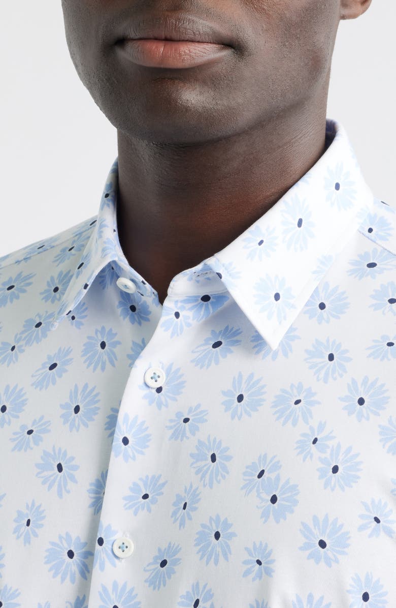 BOSS Roan Ken Floral Short Sleeve Button-Up Shirt, Alternate, color, Light Blue