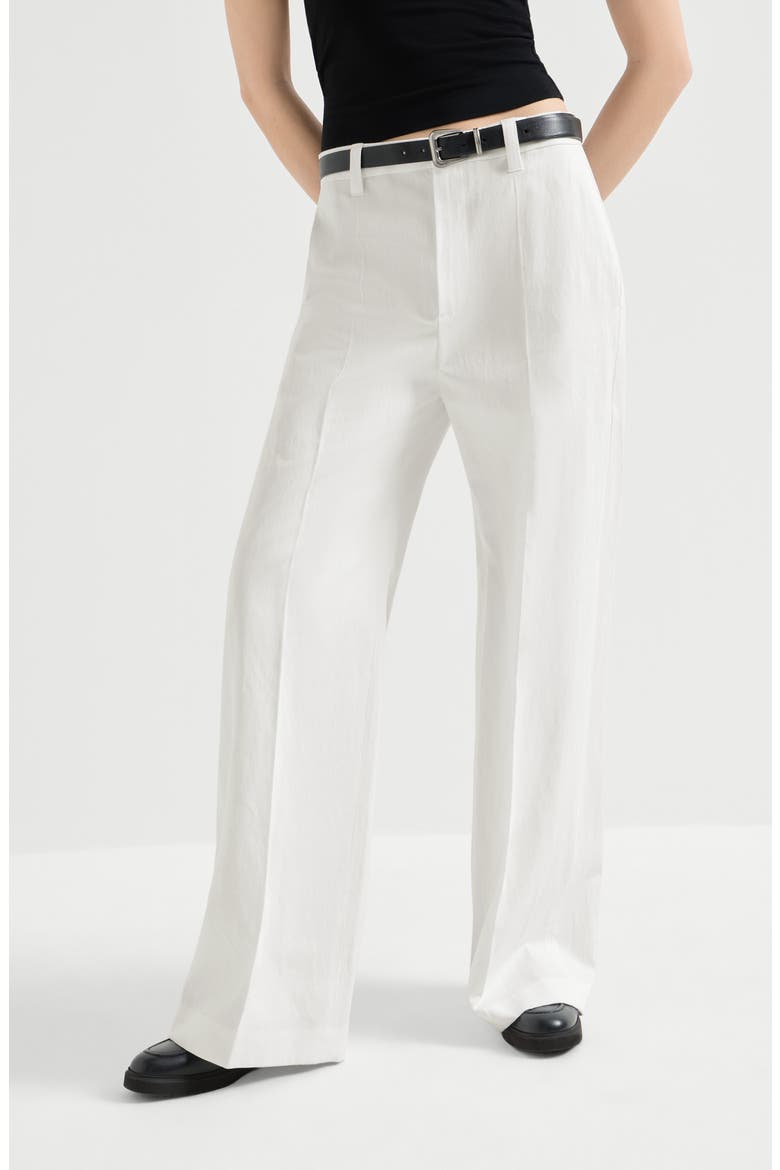 Loose Flared Trousers, Main, color, White