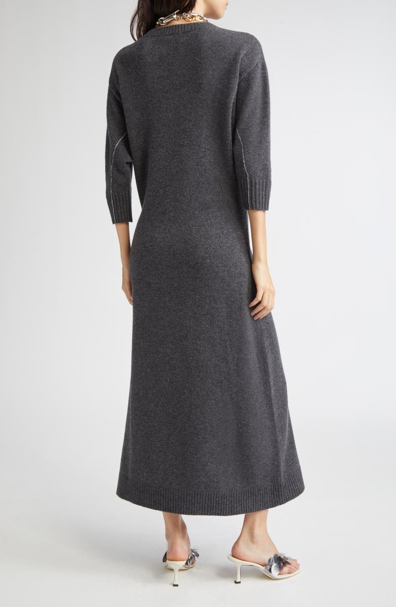Rabanne Layered Look Wool Blend Sweater Dress, Alternate, color, Dark Grey