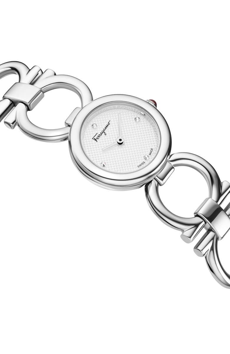 FERRAGAMO Double Gancini Bracelet Watch, 22.5mm, Alternate, color, Stainless Steel