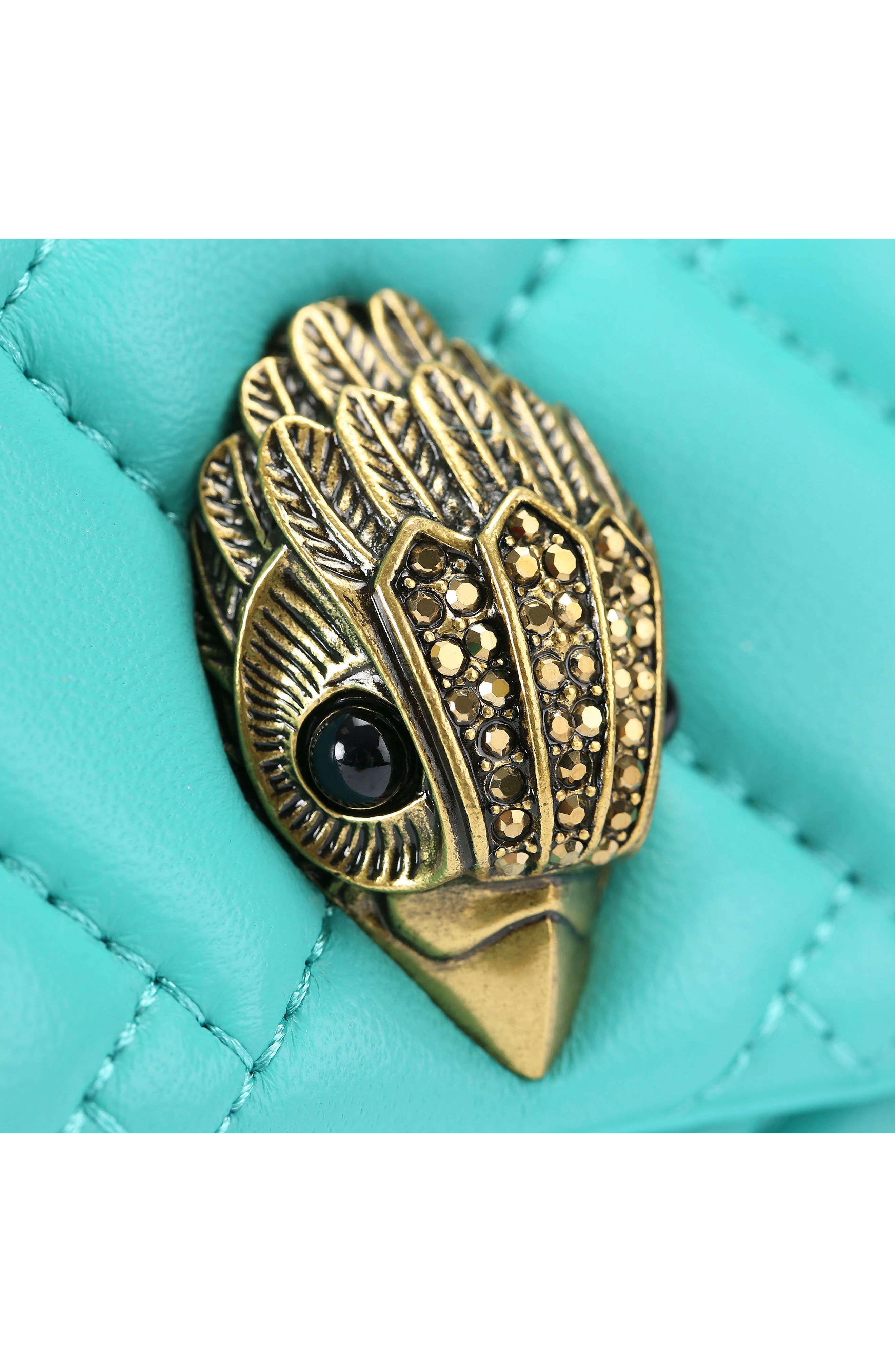 Kurt Geiger London Long Kensington Quilted Leather Shoulder Bag, Alternate, color, Turquoise/ Aqua