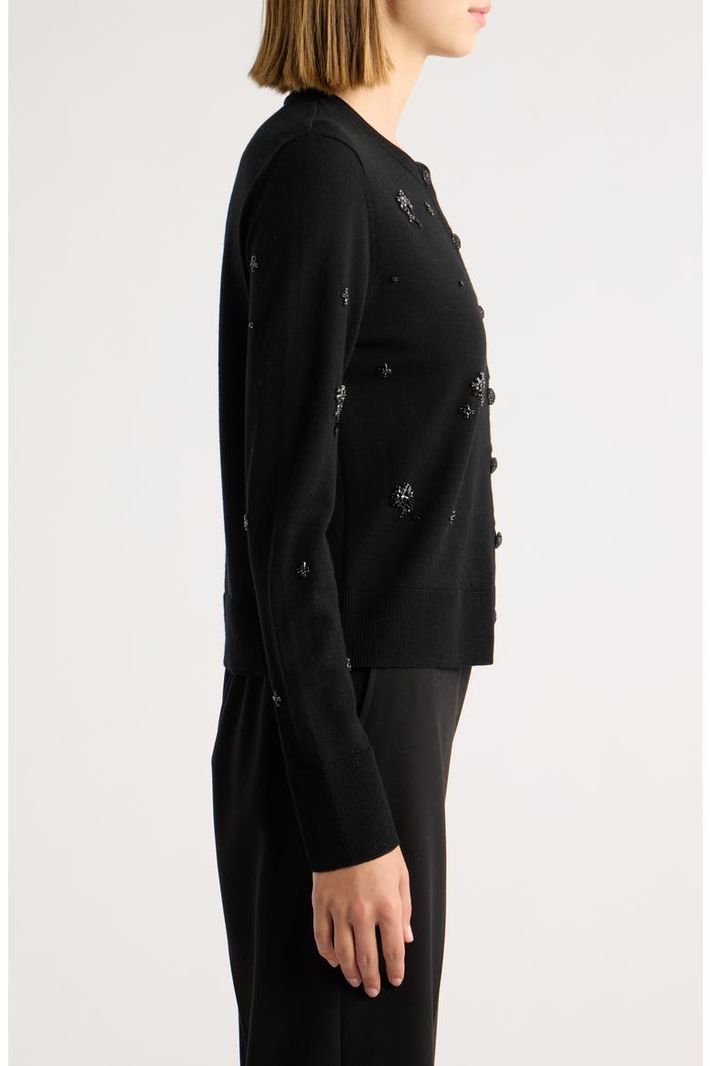 Esme Embellished Wool Cardigan, Alternate, color, BLACK