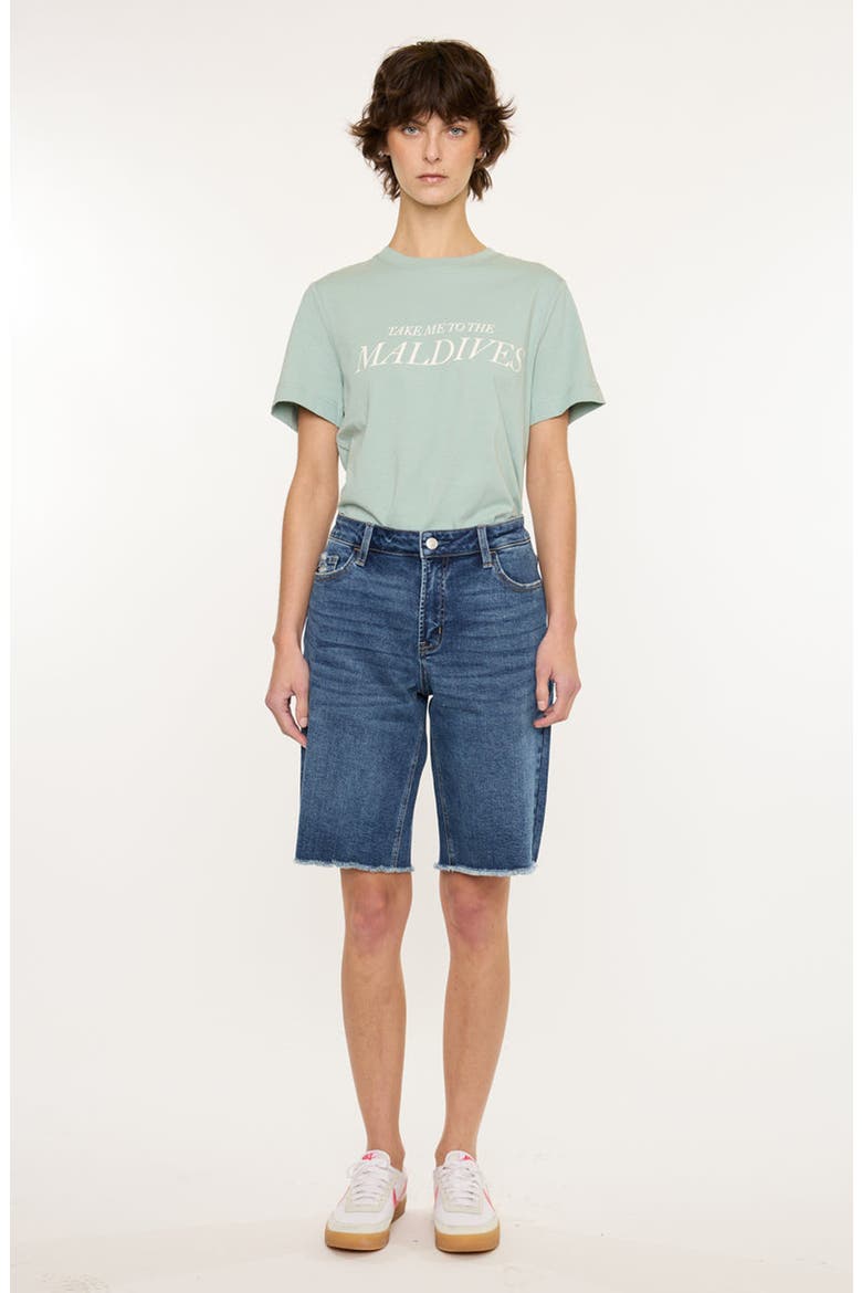 Arley Essentials Mid Rise Denim Jorts, Alternate, color, Dark Wash