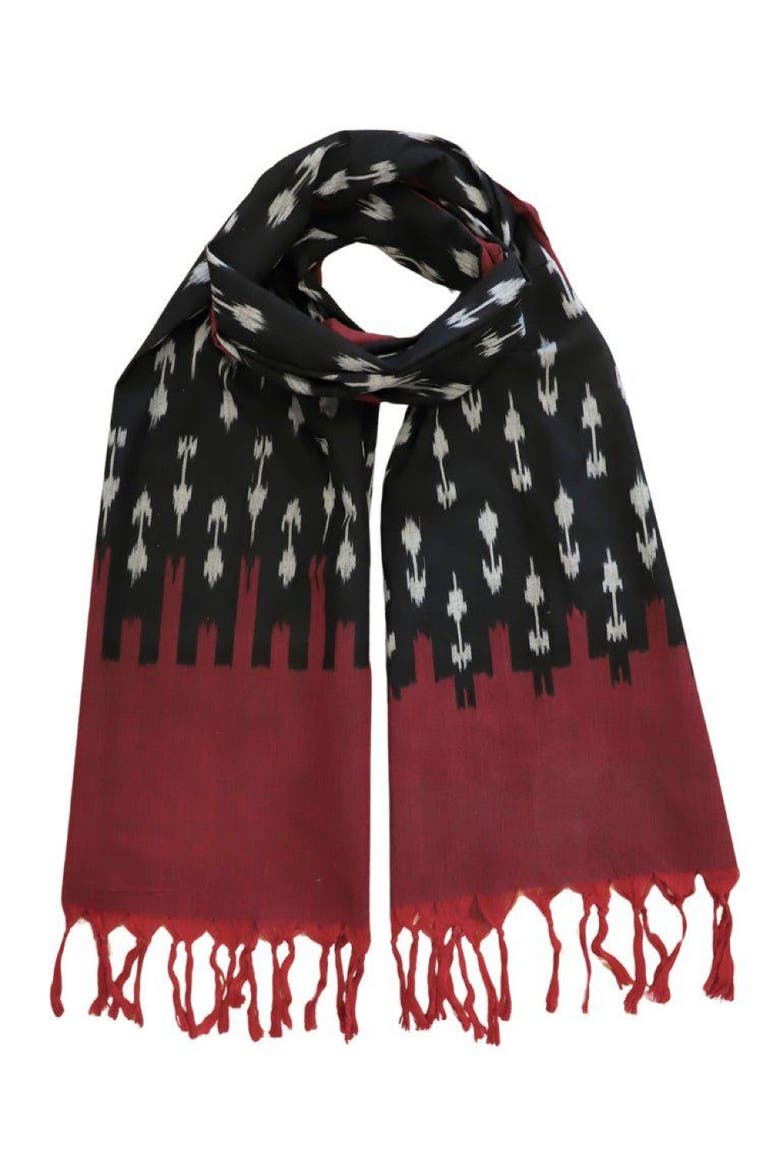 Apple Ikat Scarf, Main, color, Black, Deep Red