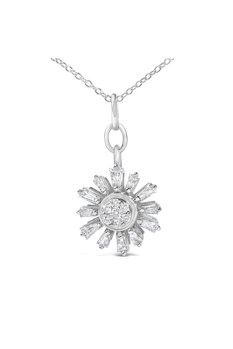 Sterling Silver 3/8 Cttw Diamond Starburst Medallion Pendant Necklace, Alternate, color, Silver
