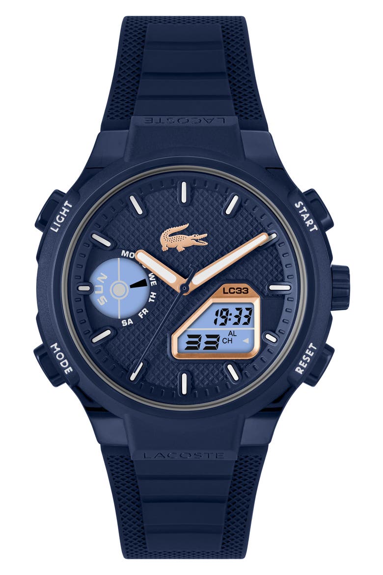 LC33 Silicone Strap Watch, 45mm, Alternate, color, NAVY