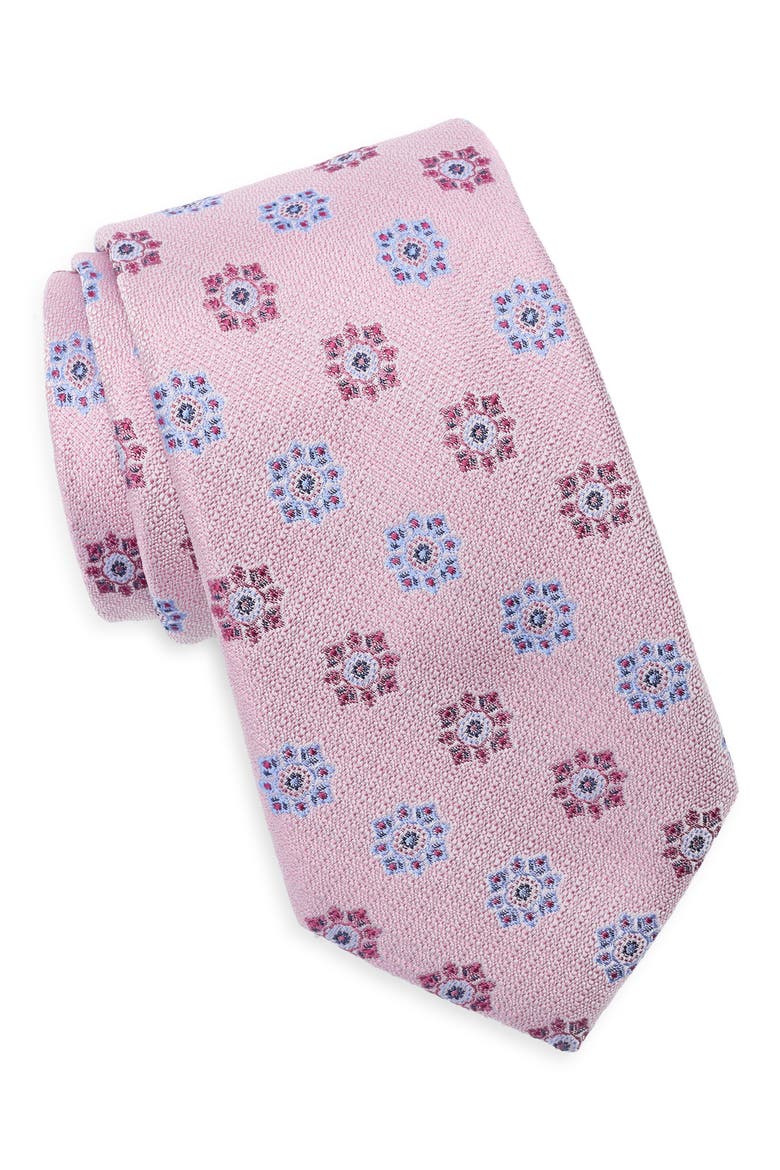 Atwood Medallion Silk Jacquard Tie, Main, color, PINK