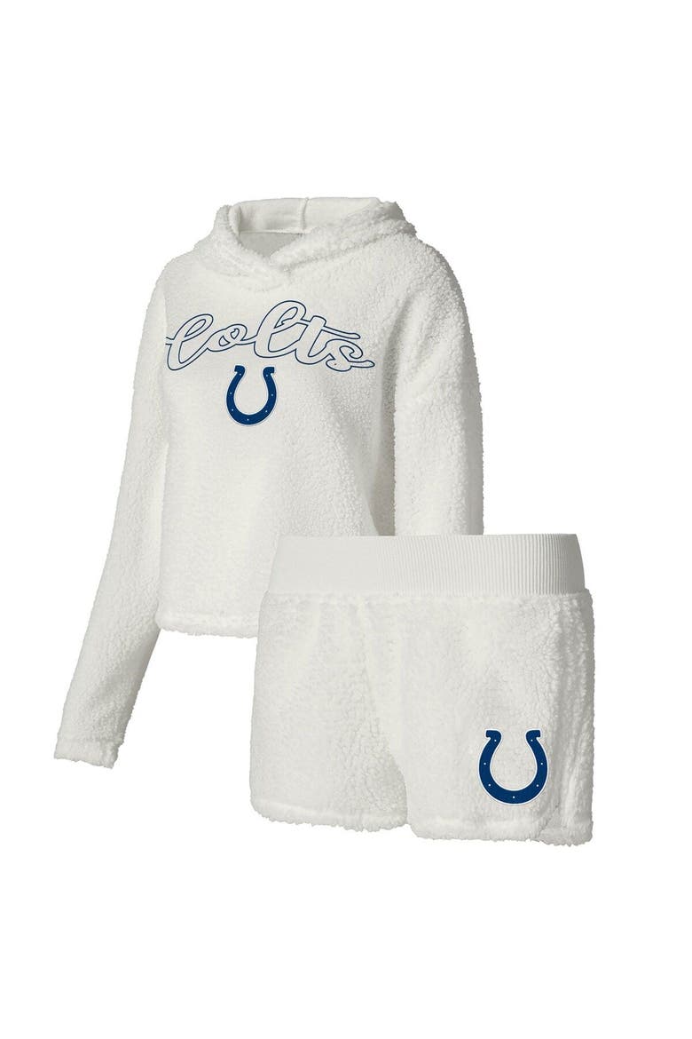 Women's Concepts Sport  White Indianapolis Colts Fluffy Pullover Sweatshirt & Shorts Sleep Set, Main, color, White