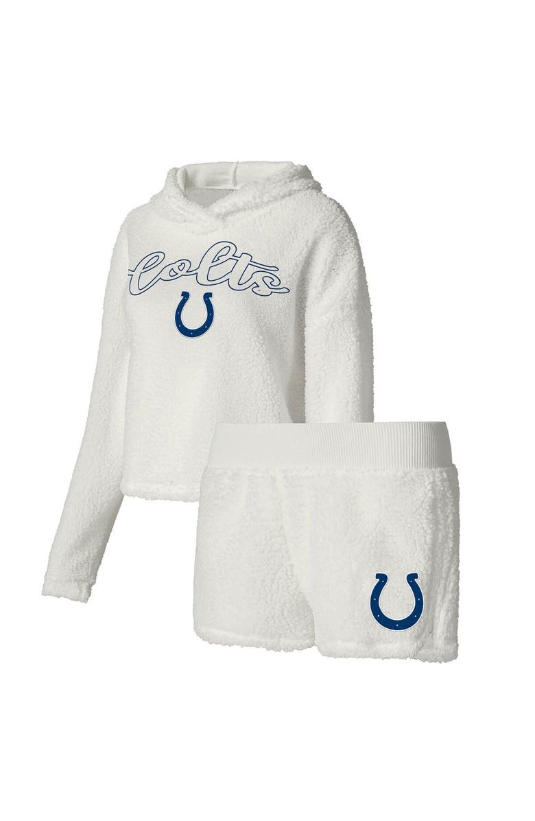 CONCEPTS SPORT Women's Concepts Sport  White Indianapolis Colts Fluffy Pullover Sweatshirt & Shorts Sleep Set, Main, color, White