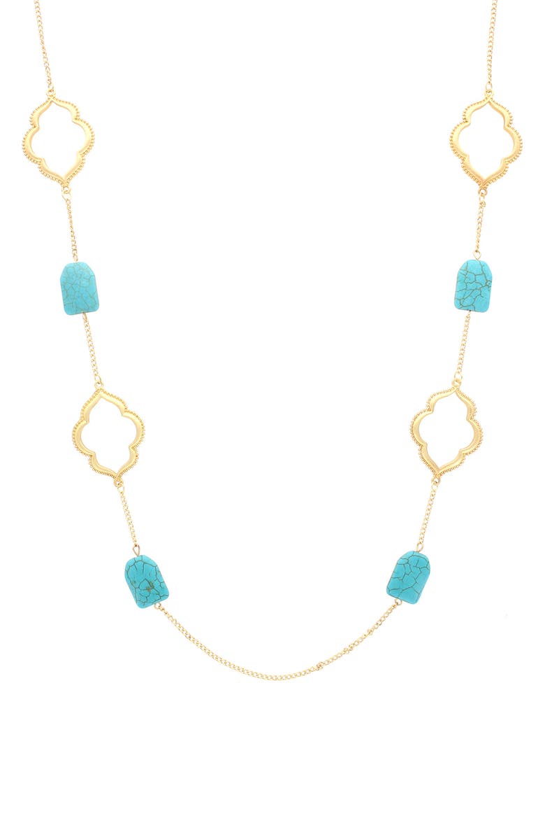 OLIVIA WELLES Eileen Resin Station Necklace, Main, color, Matte Gold / Turquoise