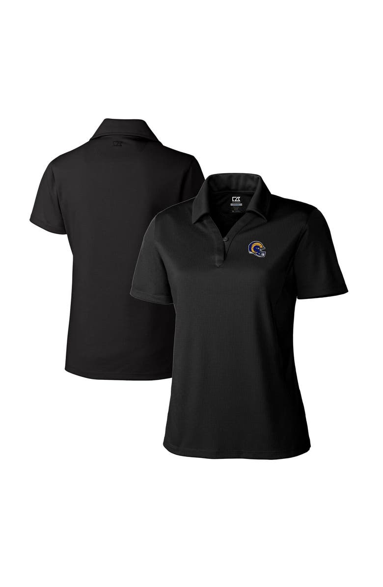 Cutter & Buck Women's Cutter & Buck Black Los Angeles Rams Helmet Logo CB DryTec Genre Textured Solid Polo, Main, color,