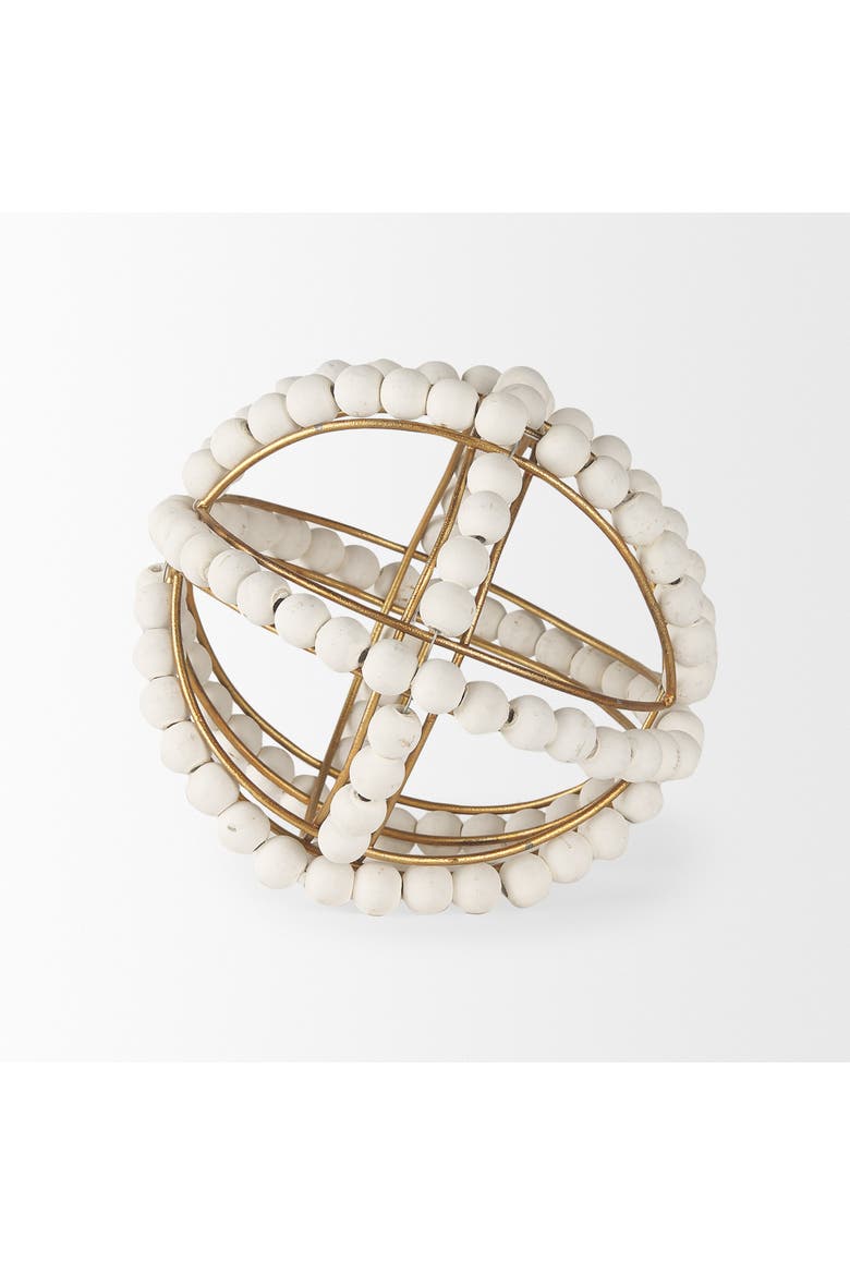 Espanlade I Wooden Beaded Orb, Alternate, color, White