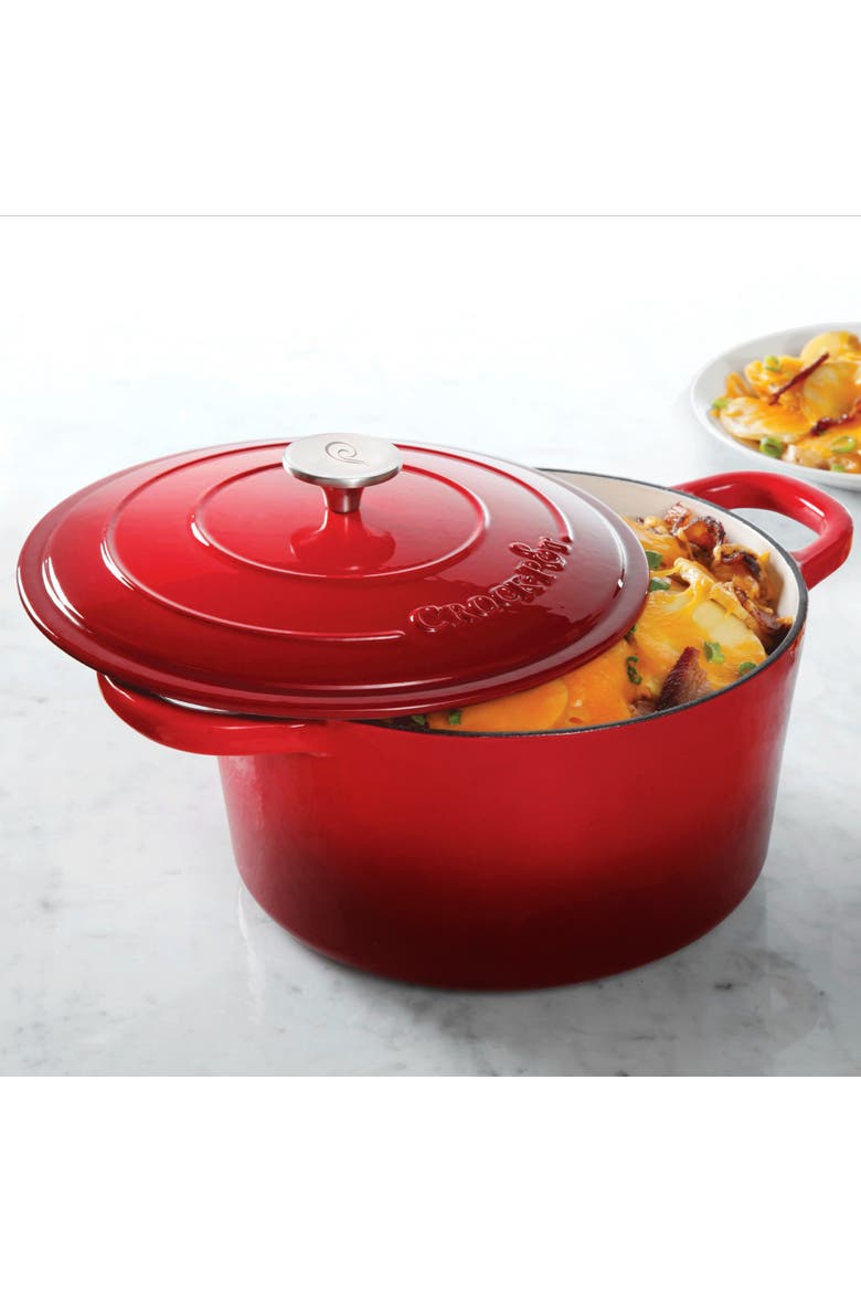 3 Quart Enameled Cast Iron Casserole with Lid, Alternate, color, Red