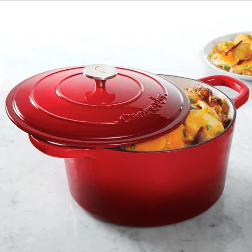 Crock-pot 3 Quart Enameled Cast Iron Casserole With Lid In Red
