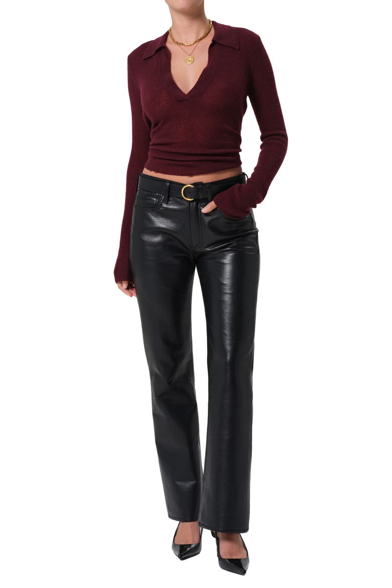Genova Coated Low Rise Bootcut Jeans, Alternate, color, BLACK