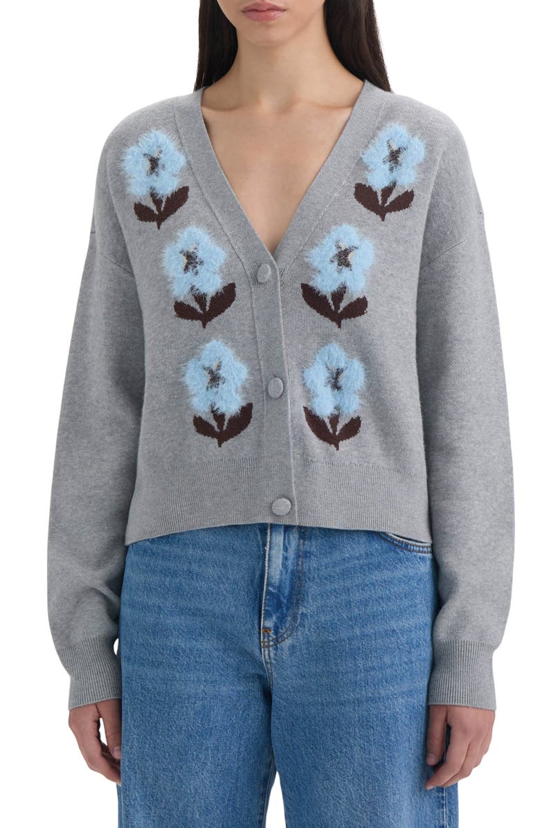 NVLT V-Neck Cardigan, Main, color, Medium Grey Mix Floral