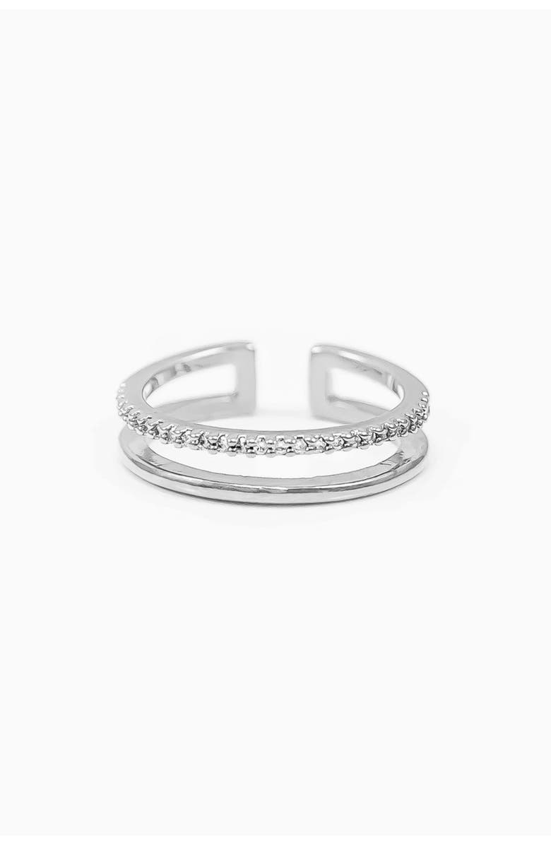 Bearfruit Jewelry Grace Double Band Adjustable Ring, Main, color, Silver