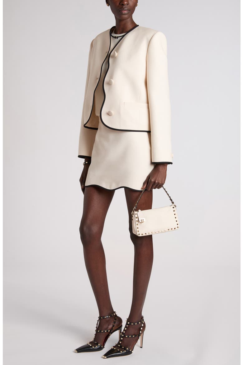 Wavy Wool & Silk Crepe Couture Miniskirt, Alternate, color, VANILLA