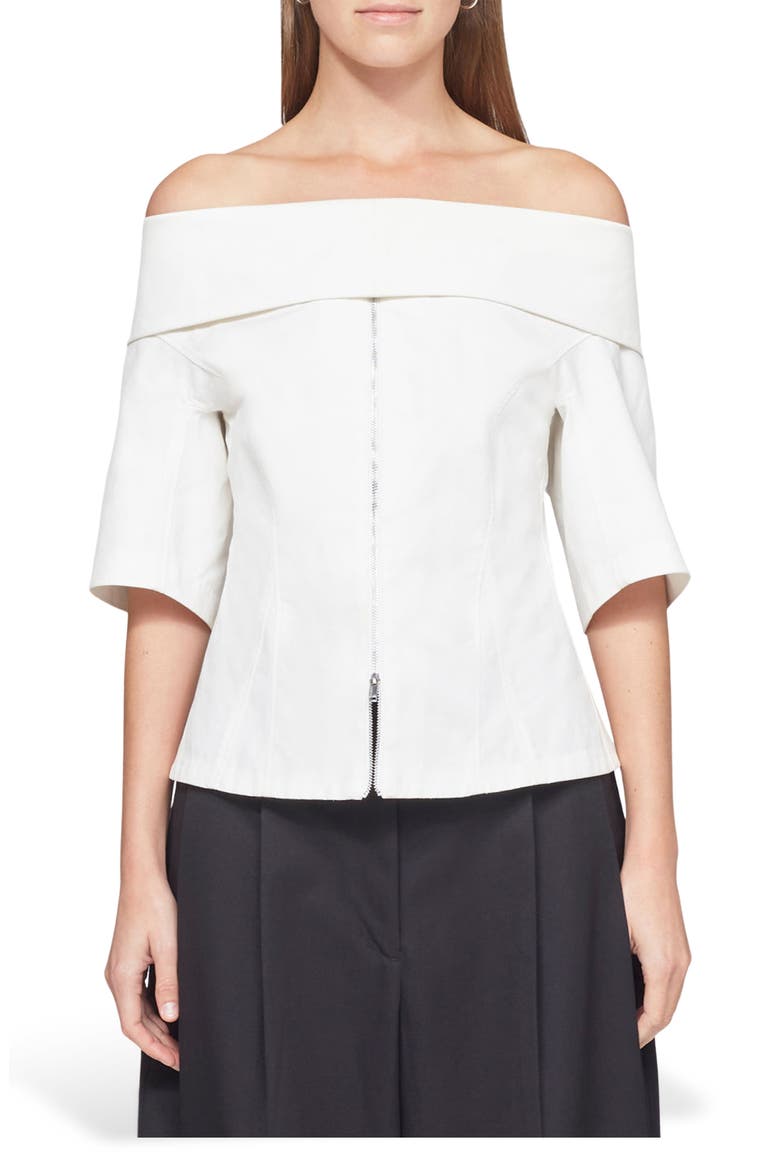 Structured Cotton Off the Shoulder Top, Main, color, WHITE