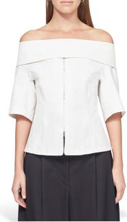 3.1 Phillip Lim Structured Cotton Off the Shoulder Top