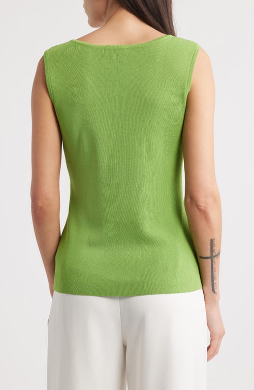 Tahari Asl V-neck Sweater Tank In Fern