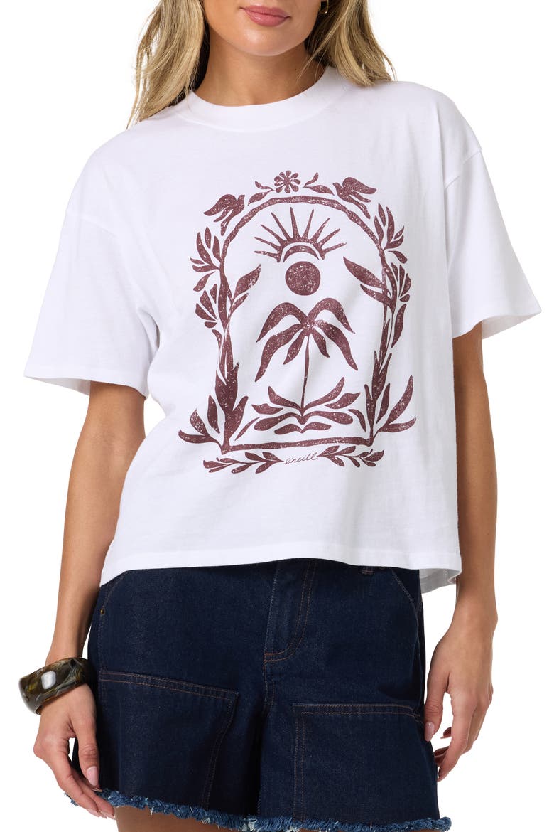 Framed Flora Graphic Tee, Main, color, WHITE