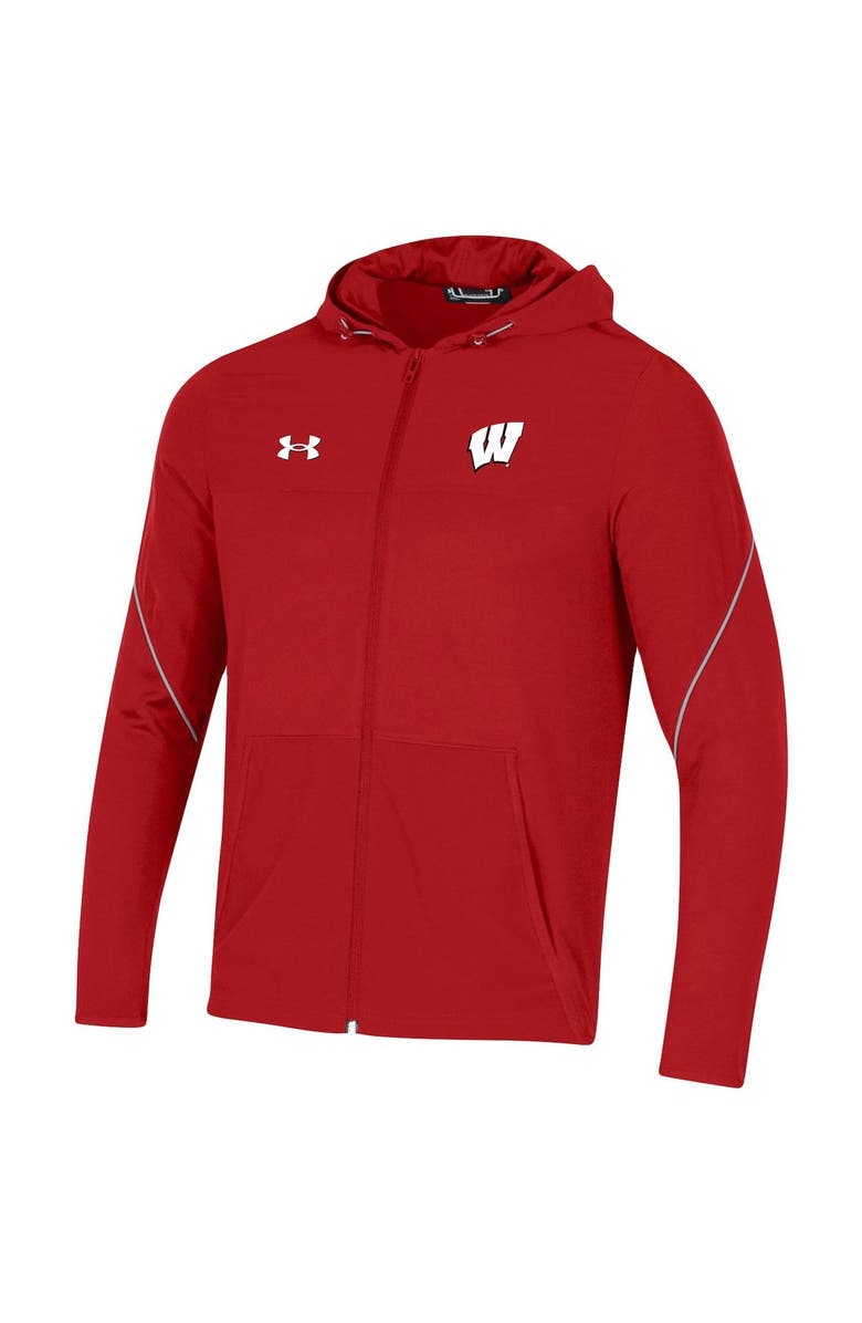 Under Armour Men's Under Armour Red Wisconsin Badgers 2021 Sideline Warm-Up Full-Zip Hoodie, Alternate, color, 