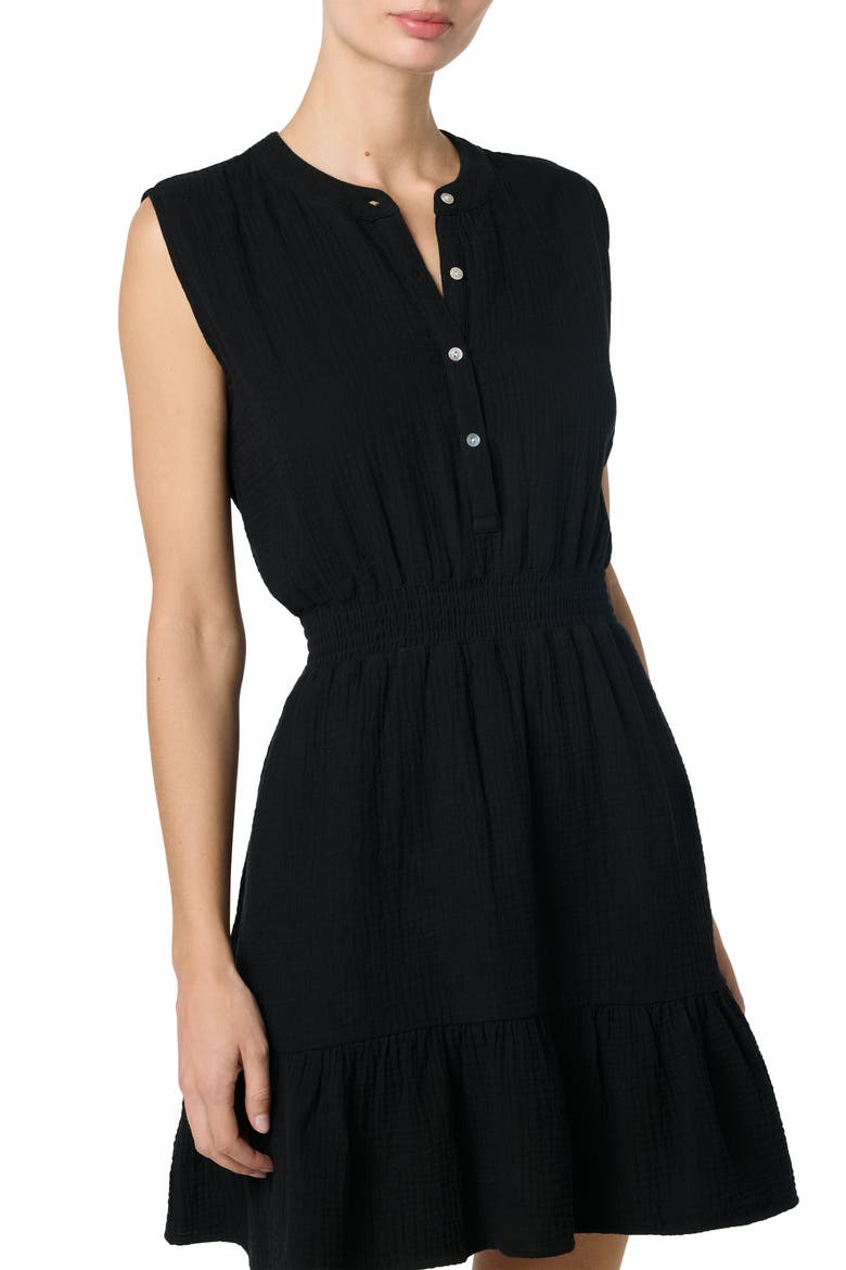 Cotton Gauze Midi Dress, Main, color, BLACK