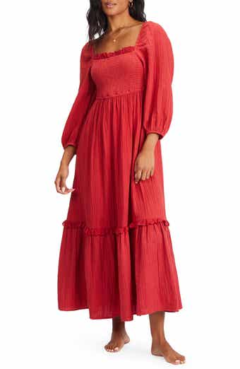 Billabong Magic Hour Tiered Cotton Midi Dress