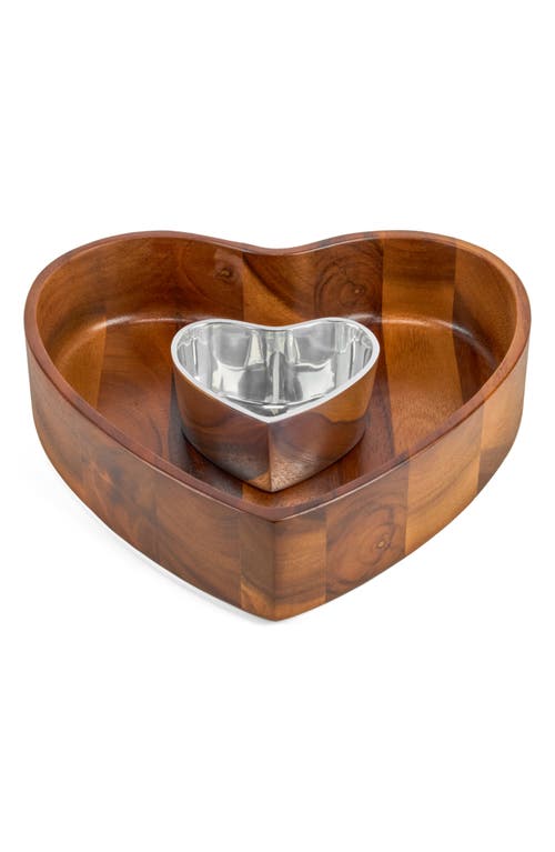 Nambe Eat Your Heart Out Chip And Dip, Set Of 2 In Brown