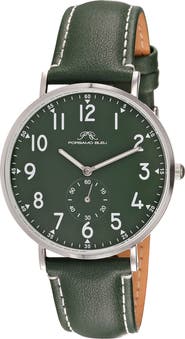 PORSAMO BLEU Rowan Leather Strap Watch, 40mm