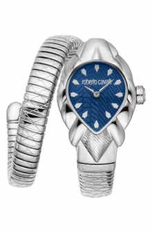 Roberto Cavalli Fiaba Snake Wraparound Bracelet Watch, 24.5mm x 39mm