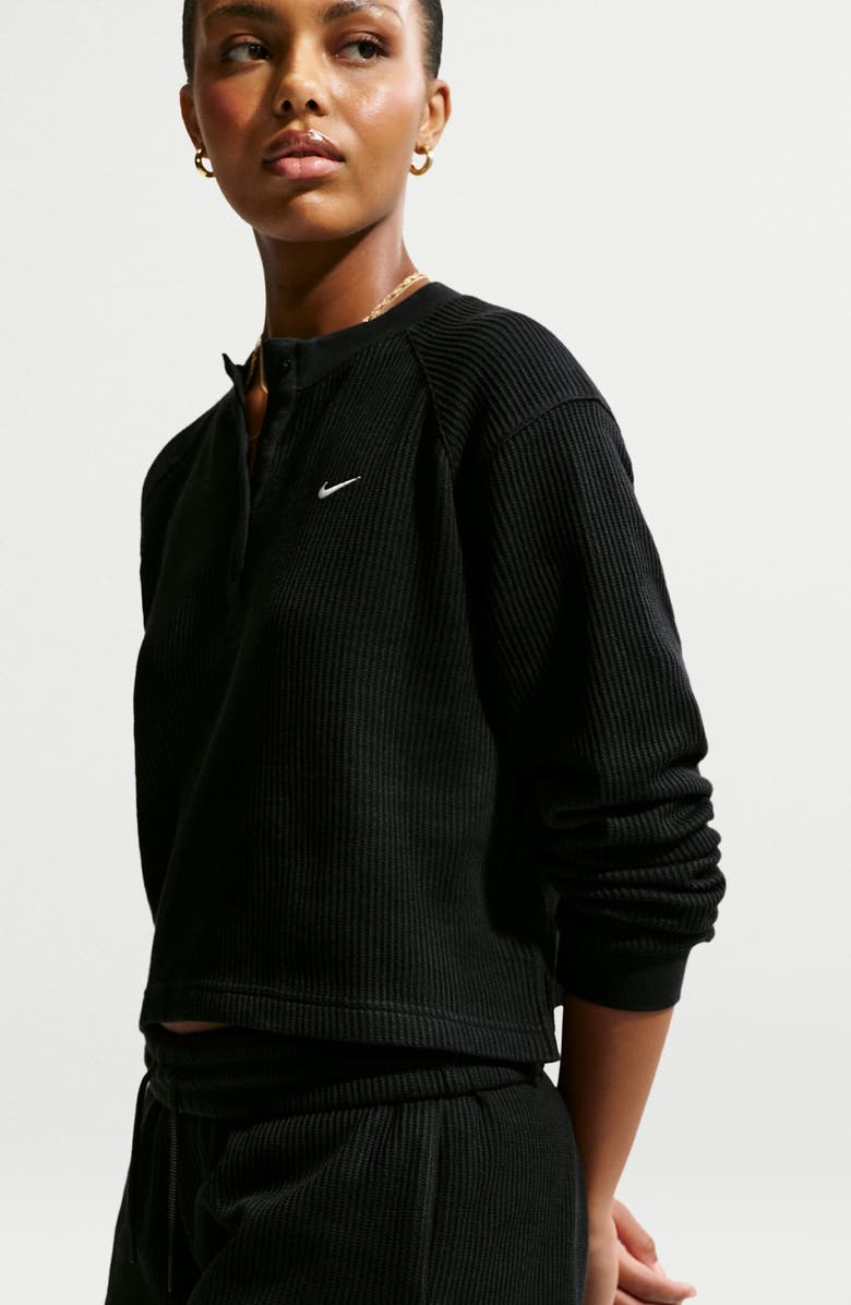 Nike Sportswear Chill Waffle Knit Loose Fit Shorts, Alternate, color, Black/ Sail