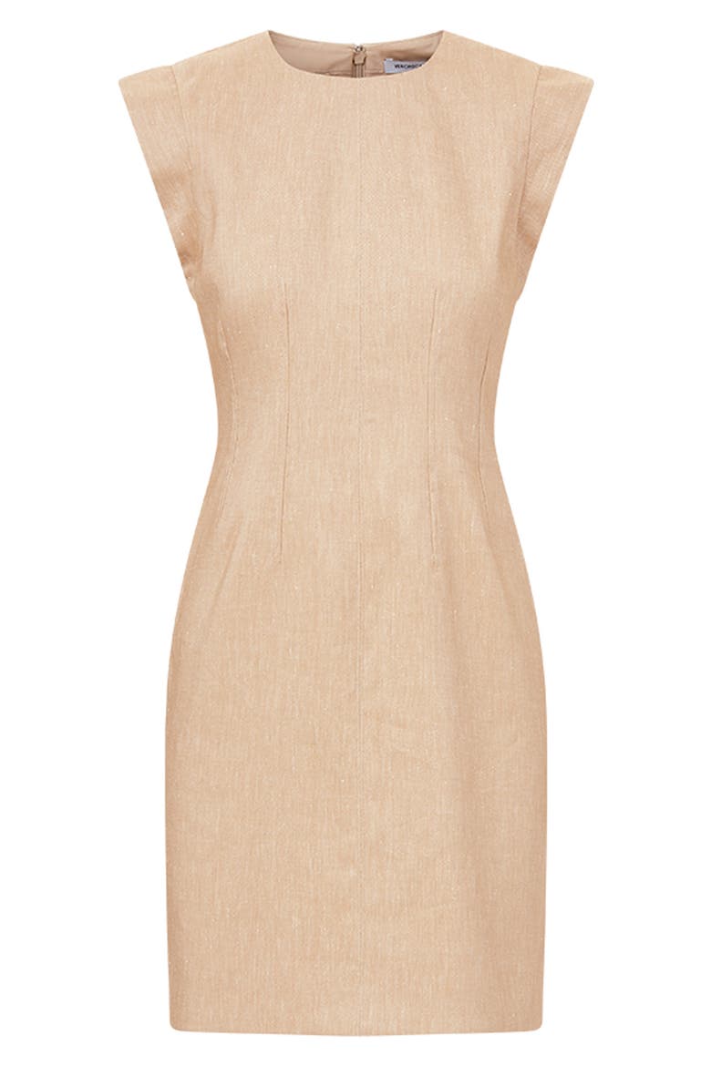 Rosedale Cap Sleeve Linen Blend Sheath Dress, Alternate, color, KHAKI MELANGE