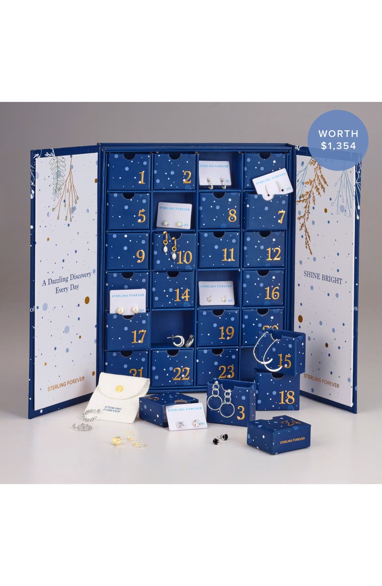 Sterling Forever Set of 24 Earrings Advent Calendar, Alternate, color,