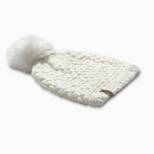 Turtle Fur Snowfall Pom Slouch Beanie In White