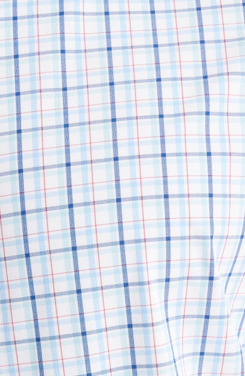Mizzen+Main Leeward Trim Fit Plaid Button-Up Shirt, Alternate, color, Turquoise Travis Plaid