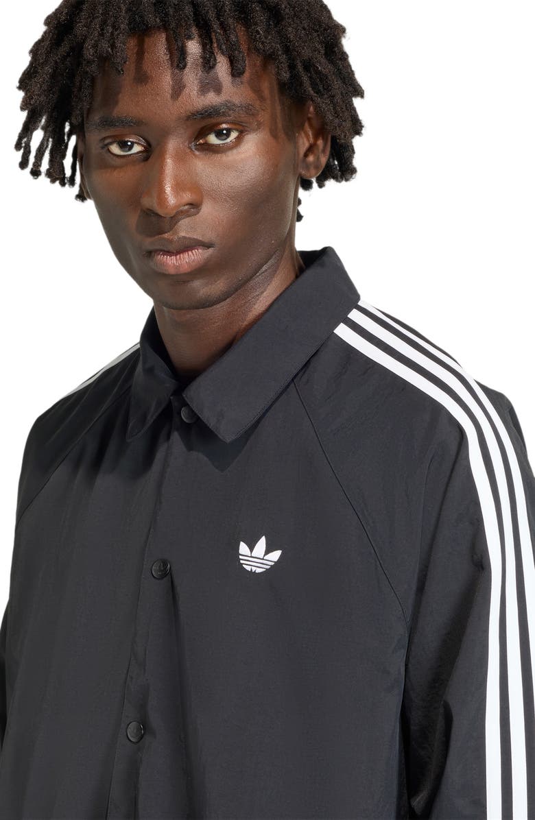 adidas 3-Stripes Snap-Up Nylon Jacket, Alternate, color, Black