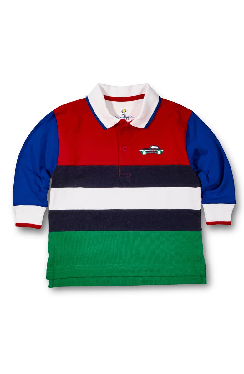 Florence Eiseman Jersey Knit Polo With Race Car, Main, color, Multicolor