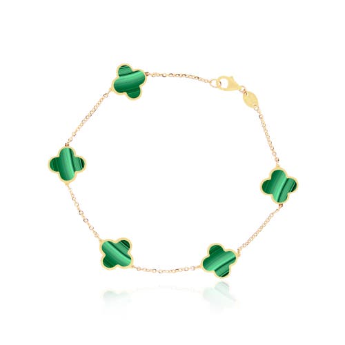 The Lovery Fine Jewelry Small Malachite Clover Bracelet In Green