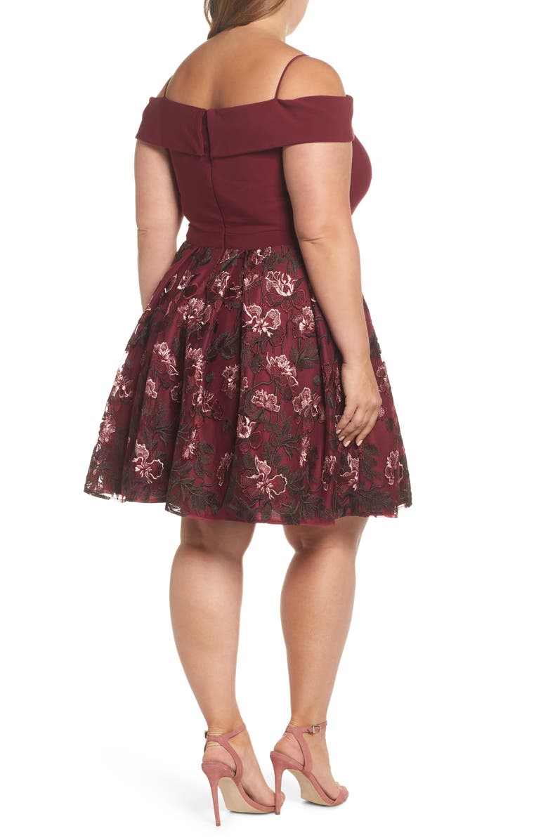 Morgan & Co. Cold Shoulder Fit & Flare Dress, Alternate, color,