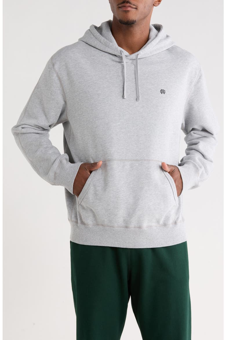 Monogram Midweight Terry Hoodie, Main, color, HEATHER GREY