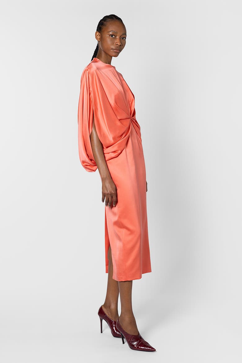Tari Silk Midi Dress, Alternate, color, Pale Framboise