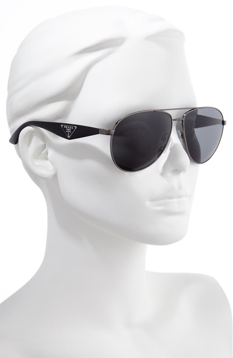 Prada 60mm Aviator Sunglasses, Alternate, color, 