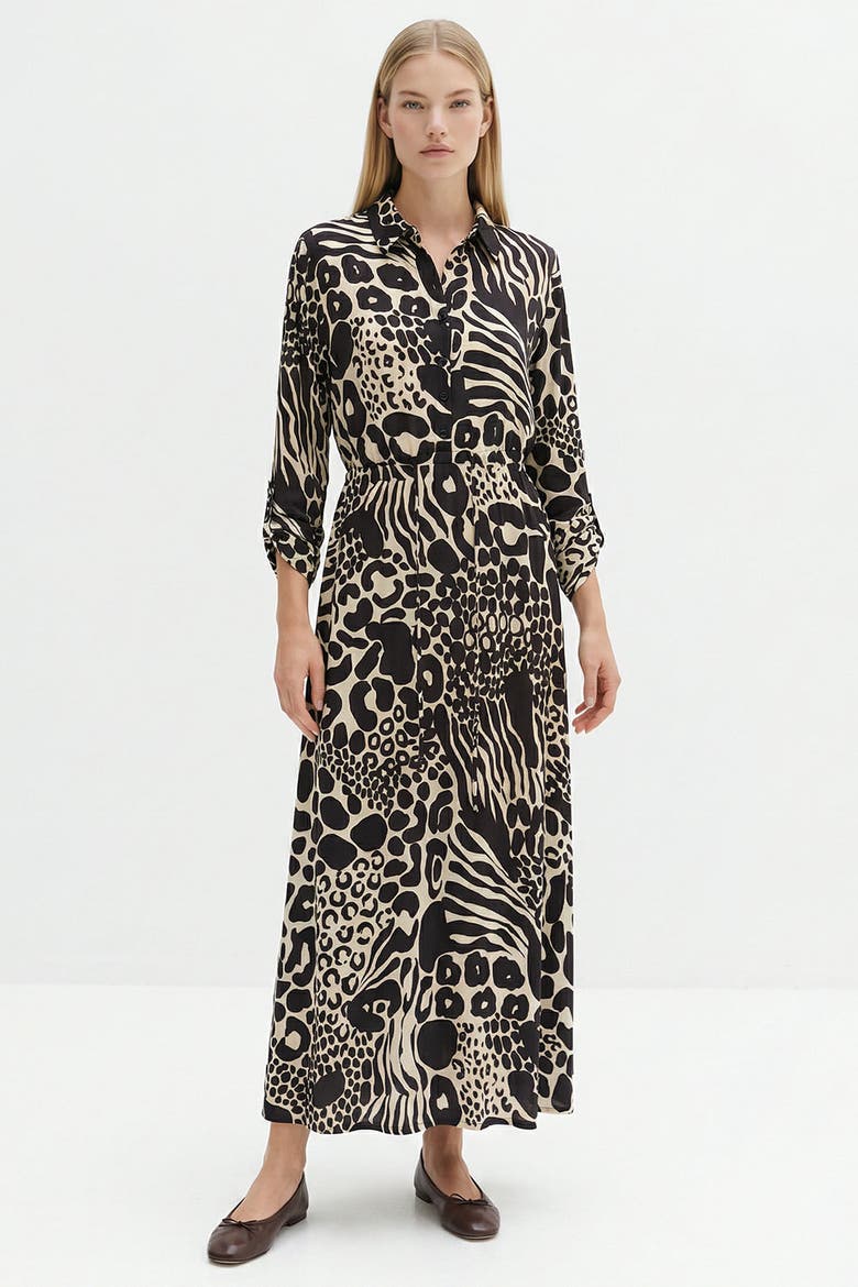 Marina Maxi Dress, Alternate, color, BLACK-ECRU