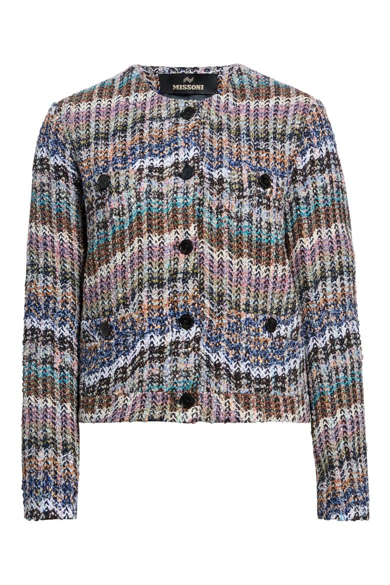 Metallic Stripe Herringbone Jacket, Main, color, SMSOS BL WHI PNK