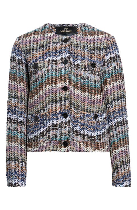 Metallic Stripe Herringbone Jacket