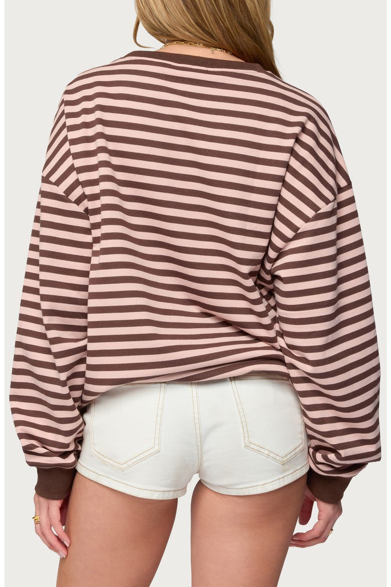 Onda Stripe Oversize Sweatshirt, Alternate, color, BROWN-AND-PINK