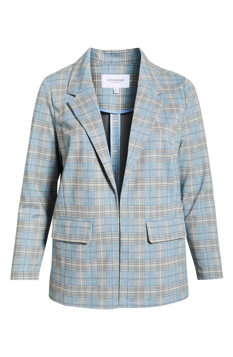Liverpool Los Angeles Plaid Open Front Boyfriend Blazer, Alternate, color, Shadow Blue Multi